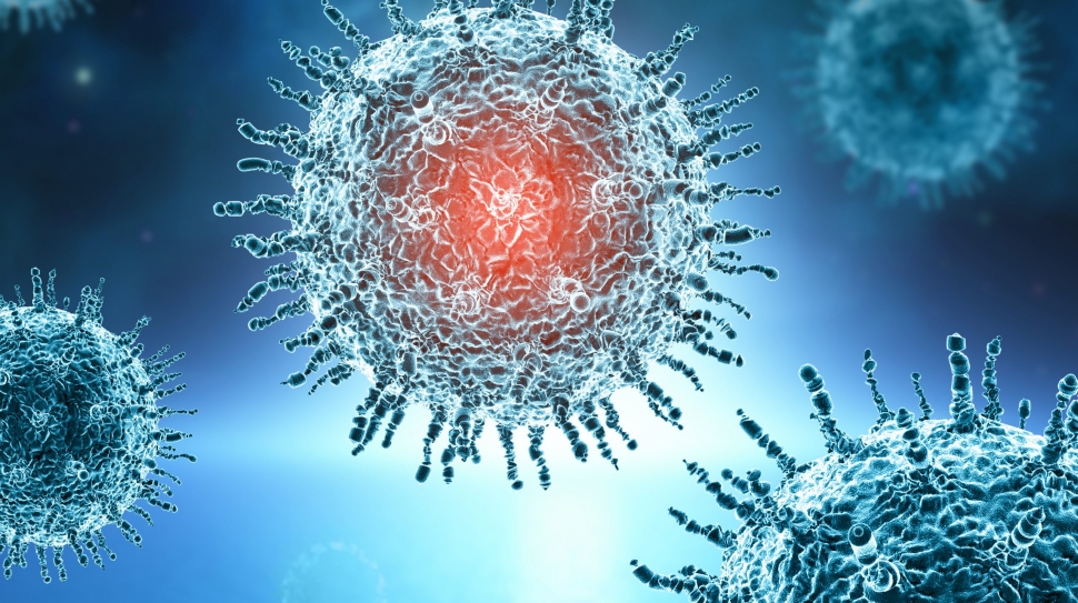 3D render of a medical background with virus cells