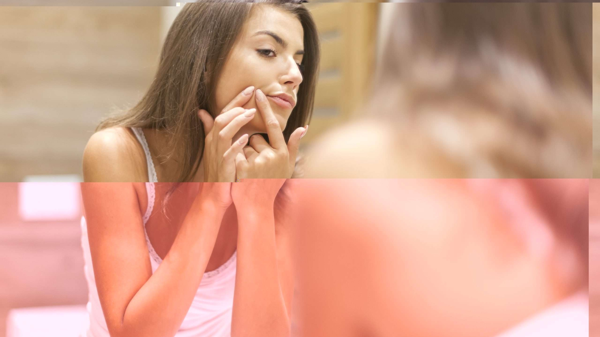 Young woman has problems with skin on the face